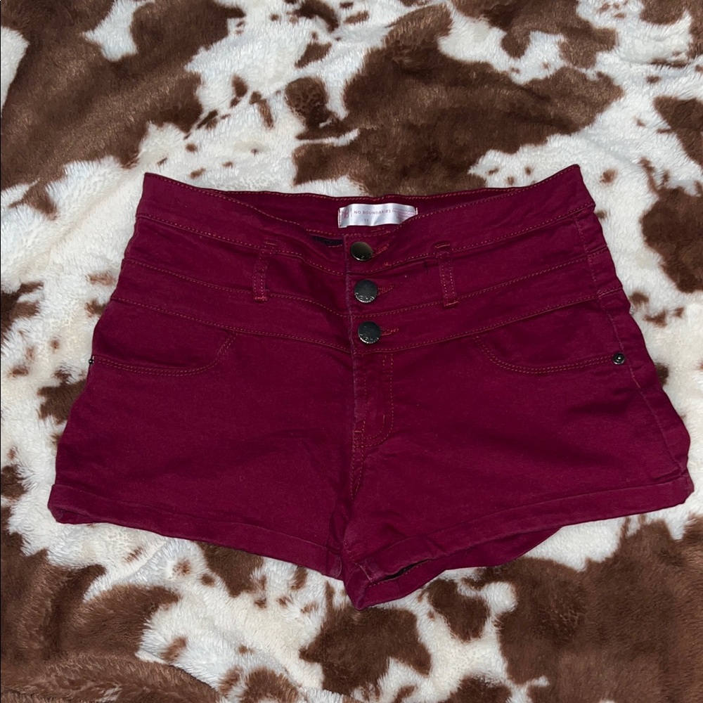 No Boundaries High Waist Maroon Shorts